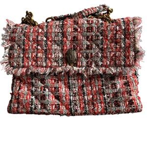 Kurt Keiger Chic Tweed Handbag - Red and Black